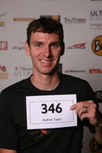 Coach Andrew Taylor with is race number for the WS100