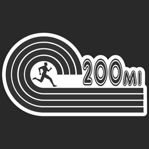 200 Mile Running Sticker, 200 Mile Runner Sticker on dark background
