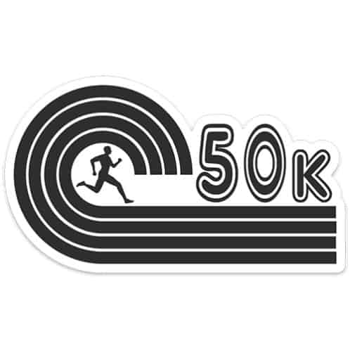 Black 50K Running Sticker on light background