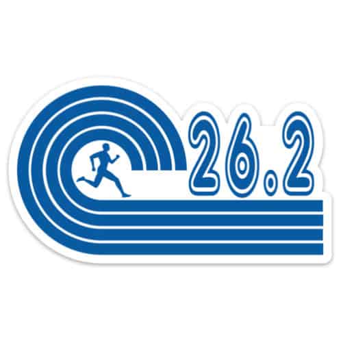 Blue 26.2 Running Sticker, marathon stickers