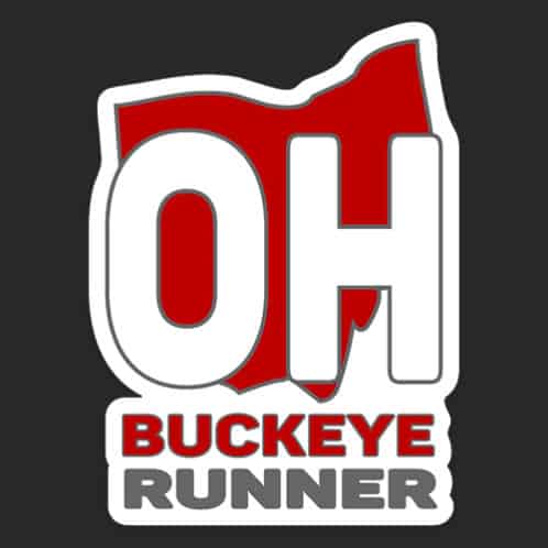 Buckeye Running Sticker, Buckeye Runner Sticker on dark background