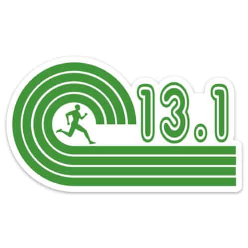 Green 13.1 Running Sticker, half marathon sticker