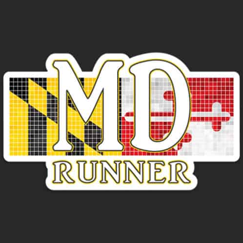 Maryland Running Sticker, Maryland Runner Sticker on dark background