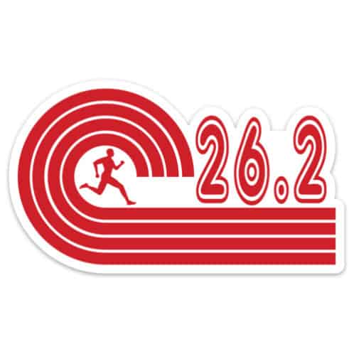 Red 26.2 Runner Sticker, marathon stickers
