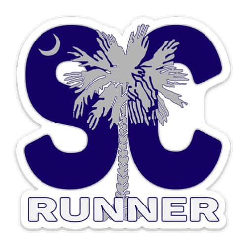 South Carolina Running Sticker Blue, South Carolina Runner Sticker Blue on light background