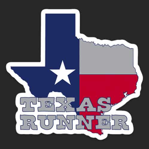 Texas Running Sticker, Texas Runner Sticker on dark background