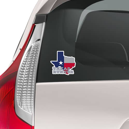 Texas Sticker on back of car mockup
