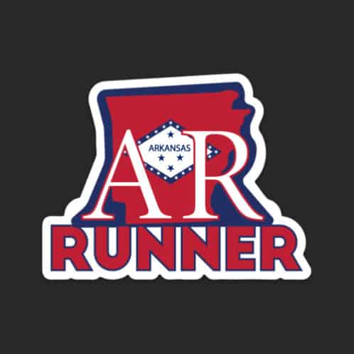 Arkansas Running Sticker, Arkansas Runner Sticker on dark background