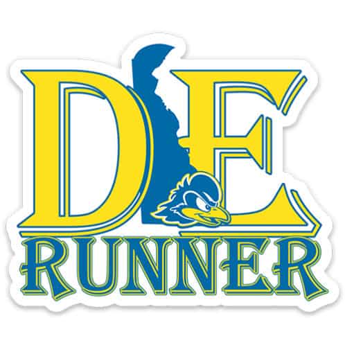Delaware Running Sticker, Delaware Runner Sticker on light background