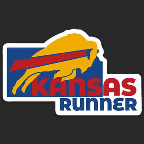 Kansas Running Sticker, Kansas Runner Sticker on dark background