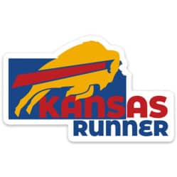 Kansas Running Sticker, Kansas Runner Sticker on light background