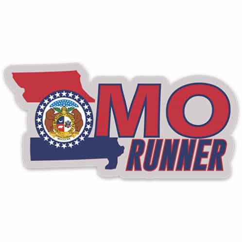Missouri Running Sticker, Missouri Runner Sticker on light background