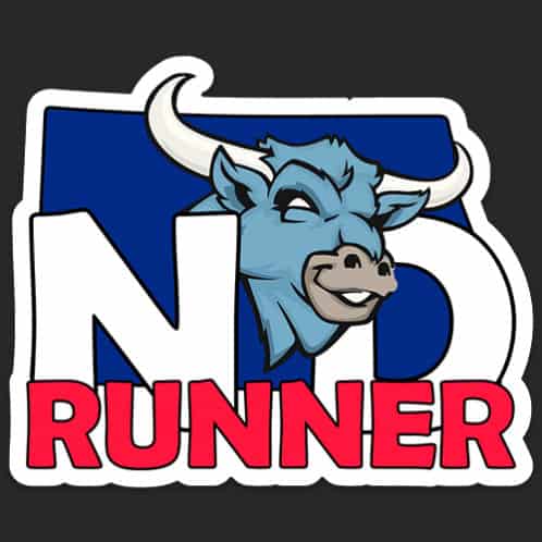 North Dakota Running Sticker, North Dakota Runner Sticker on dark background