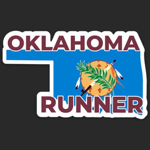 Oklahoma Running Sticker, Oklahoma Runner Sticker on dark background