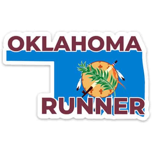 Oklahoma Running Sticker, Oklahoma Runner Sticker on light background