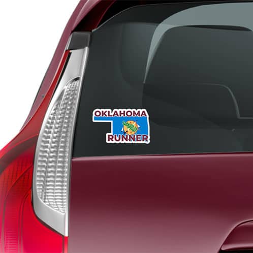 Oklahoma Sticker on back of car mockup
