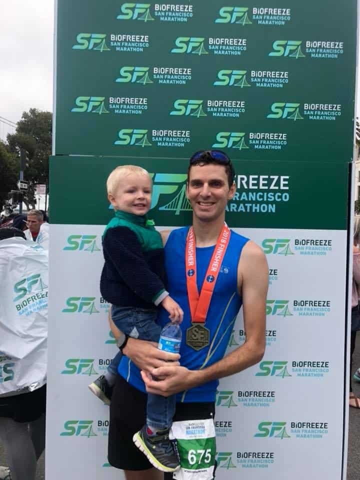 San Francisco Marathon finish for Andrew Taylor with Samuel