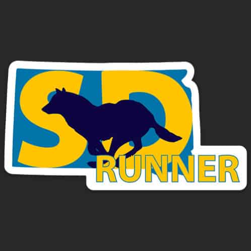 South Dakota Running Sticker, South Dakota Runner Sticker on dark background