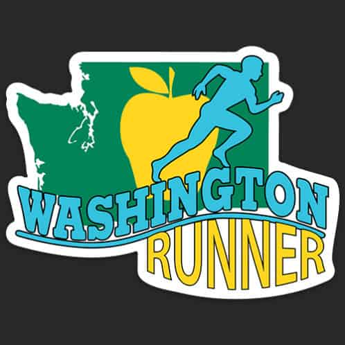 Washington Running Sticker, Washington Runner Sticker on dark background