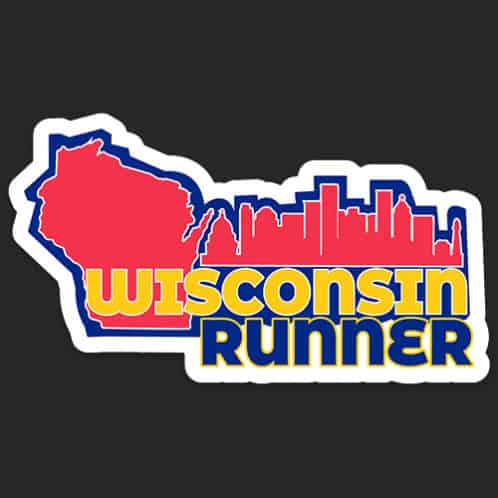 Wisconsin Running Sticker, Wisconsin Runner Sticker on dark background
