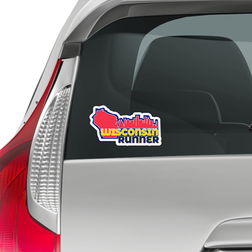 Wisconsin Sticker on back of car mockup