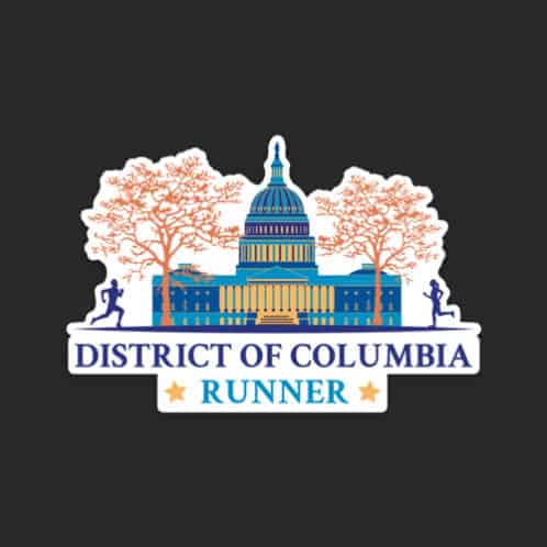 District of Columbia Runner Sticker on dark background