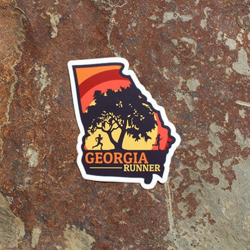 Georgia Running Sticker on rock background