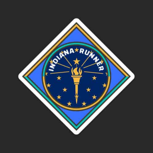 Indiana Runner Sticker on dark background