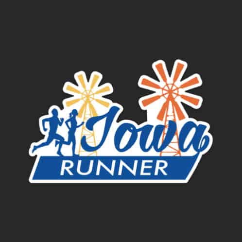 Iowa Runner Sticker on dark background