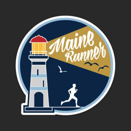 Maine Running Sticker on dark background