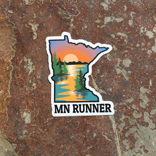 Minnesota Runner sticker on rock background