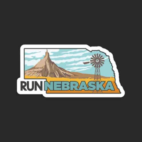 Nebraska Runner Sticker on dark background