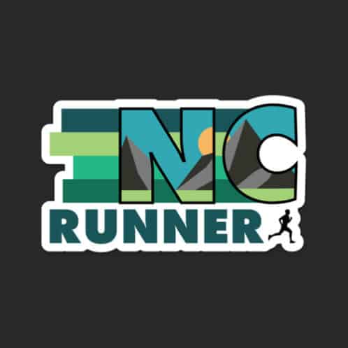 Retro North Carolina Running Sticker on dark background