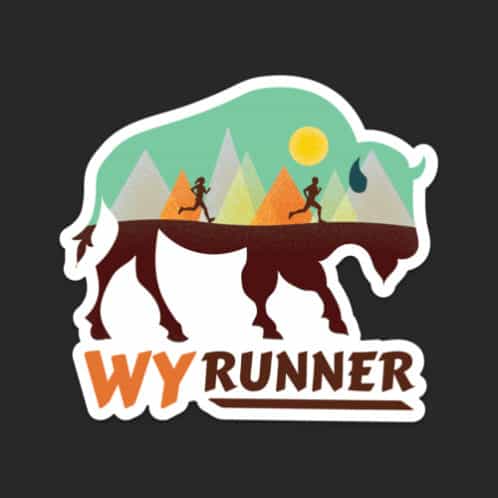 Wyoming Runner Sticker on dark background