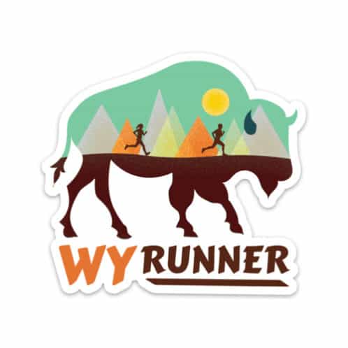 Wyoming Runner Sticker on white background
