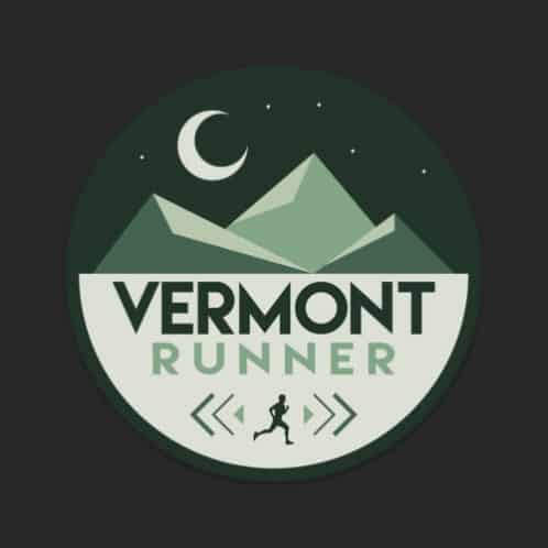 Vermont Running sticker on dark background