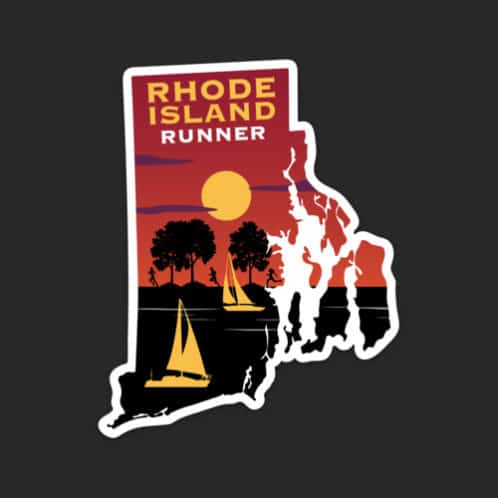 Rhode Island Runner Sticker on black