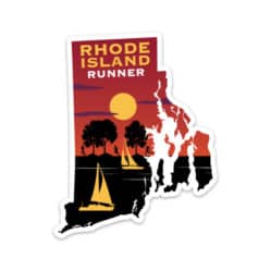 Rhode Island Runner Sticker on white