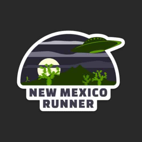 New Mexico Alien Runner Sticker on dark background