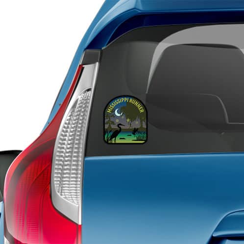 Mississippi Runner Sticker on car mockup