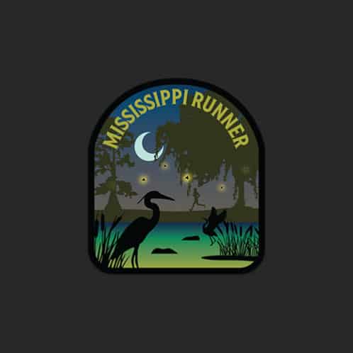 Mississippi Running Sticker on dark background