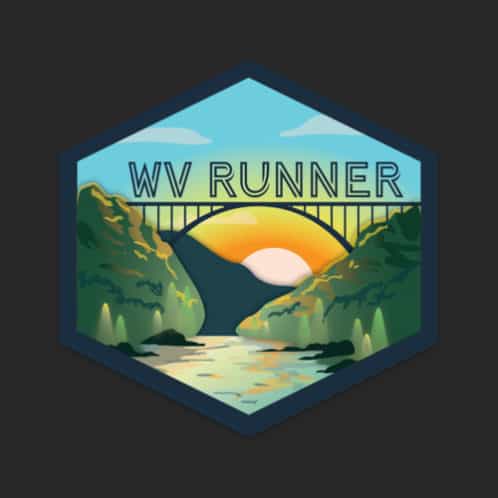 West Virginia Runner Sticker on dark background