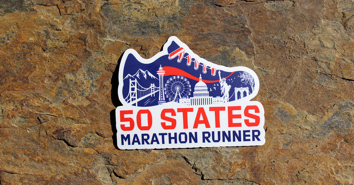 50 States Marathon Running Sticker | Custom Vinyl Sticker