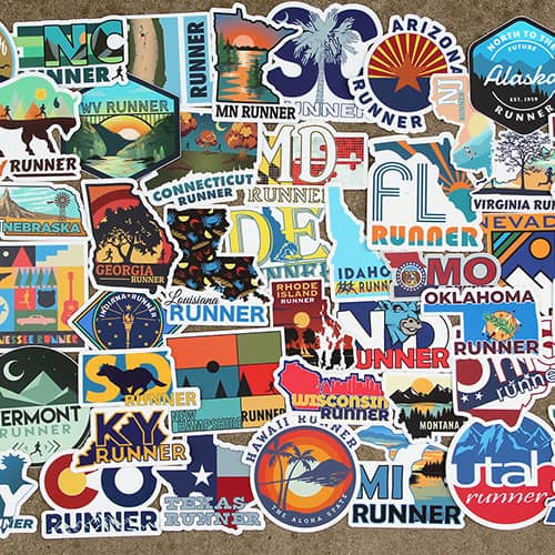 50 States Sticker Collection by Sunrise Running Company