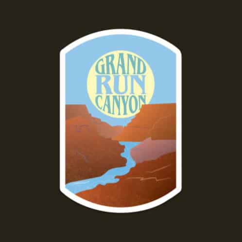 Run Grand Canyon sticker on dark background