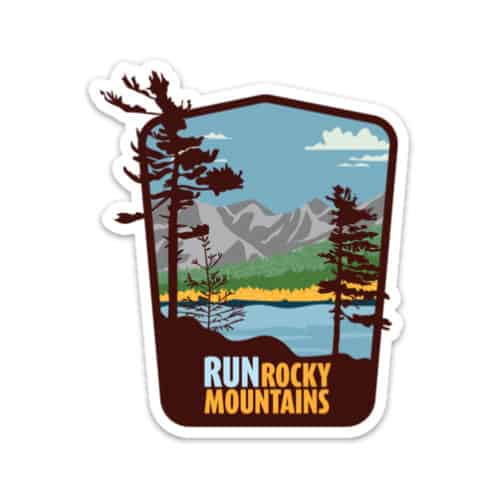 Run Rocky Mountains Sticker - product on white bg