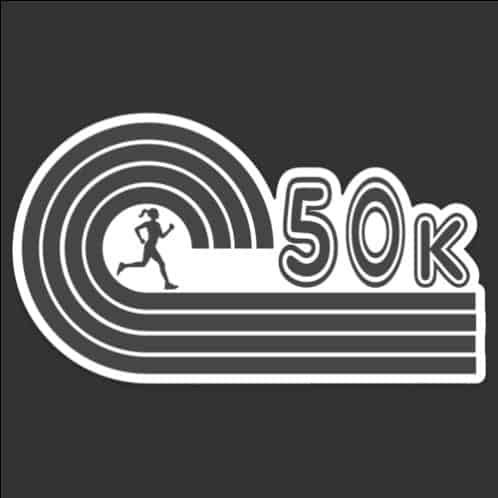 50k Running Sticker, dark background