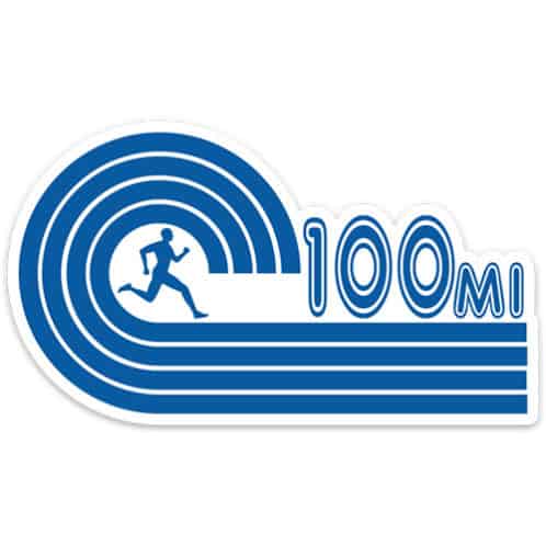 100 mile running sticker blue