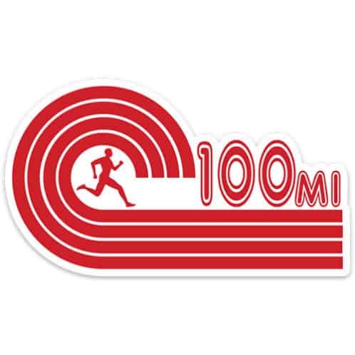 100 mile running sticker - red