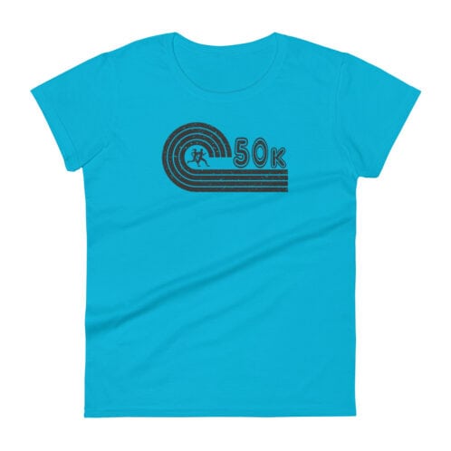 Women's Retro 50K Ultramarathon T-Shirt - Caribbean Blue